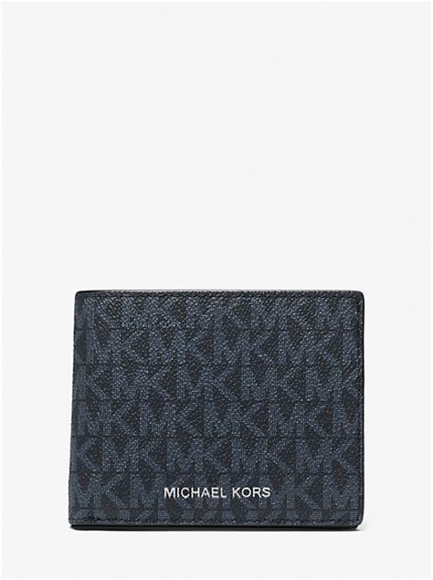 michael kors logo slim billfold wallet with keychain brown|michael kors crossgrain leather wallet.